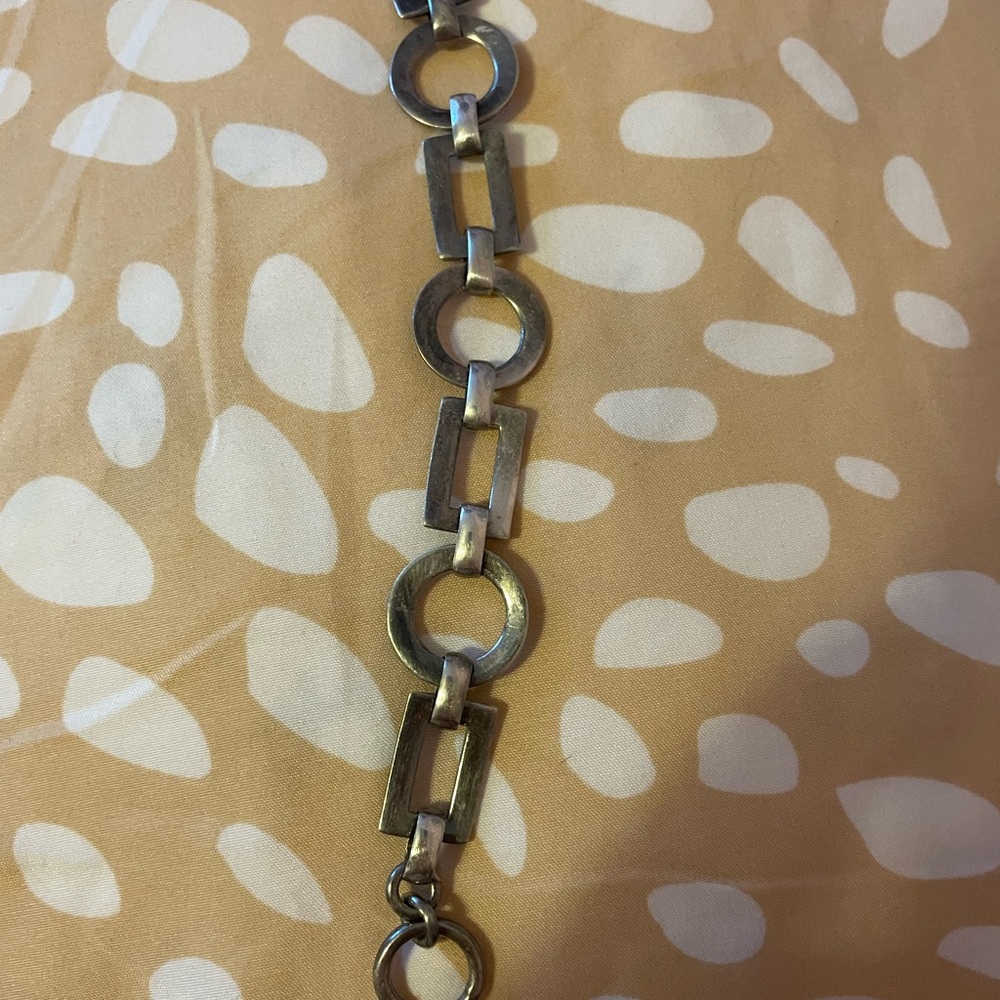 Sterling Circle Rectangle Bracelet 7.4 - image 5